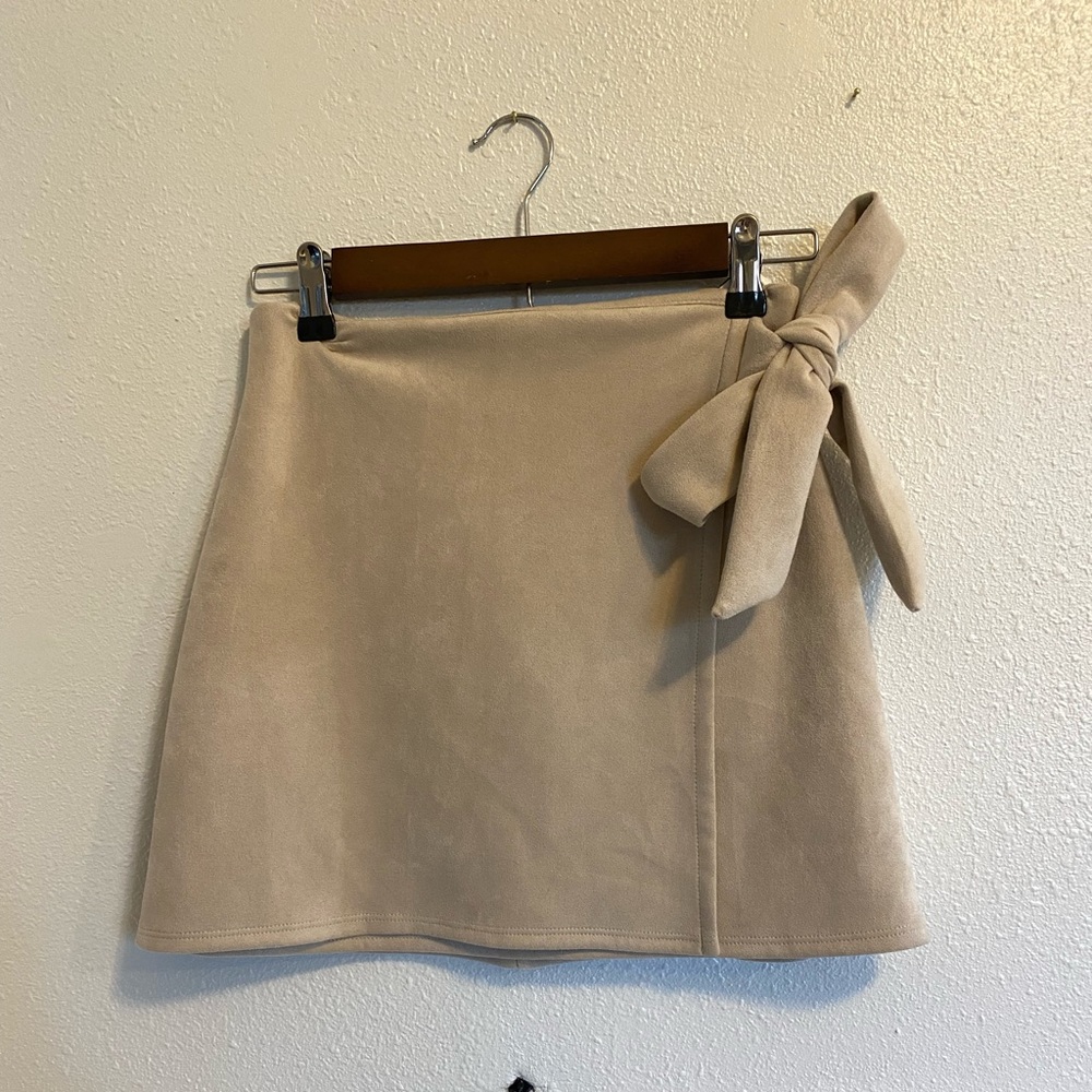 Nanamacs beige suede mini skirt with side tie
